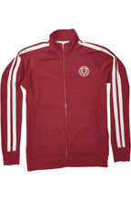 Load image into Gallery viewer, Red Kingsley Lane Track Jacket - White Logo 