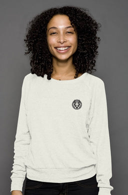 Women's Biege Raglan Sweater - Black Logo