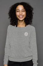 Load image into Gallery viewer, Women&#39;s Gray Raglan Sweater - White Logo 