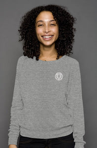 Women's Gray Raglan Sweater - White Logo 