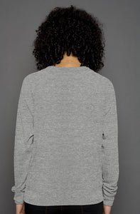 Women's Gray Raglan Sweater - White Logo 