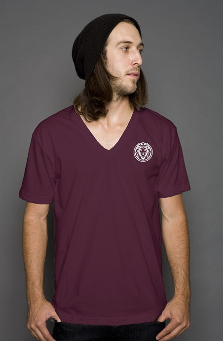 Kingsley Lane Unisex V-Neck T-Shirt - Maroon 